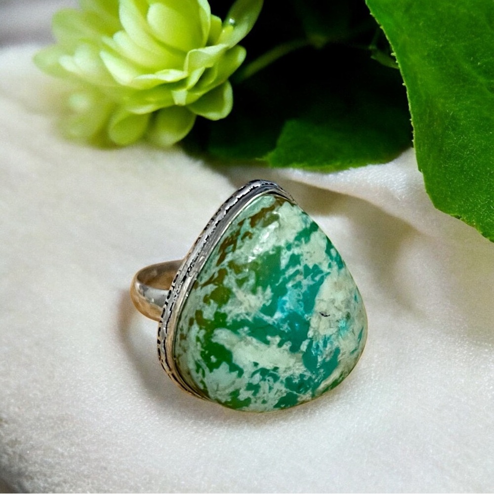 Chrysocolla Gemstone Ring Size 8 - image 2